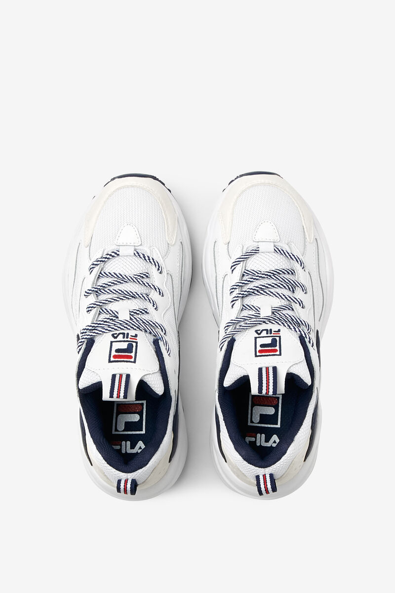 White / Navy / Red Kids' Fila Little Ray Tracer Platform Shoes | OZ3MjGKh2Cj