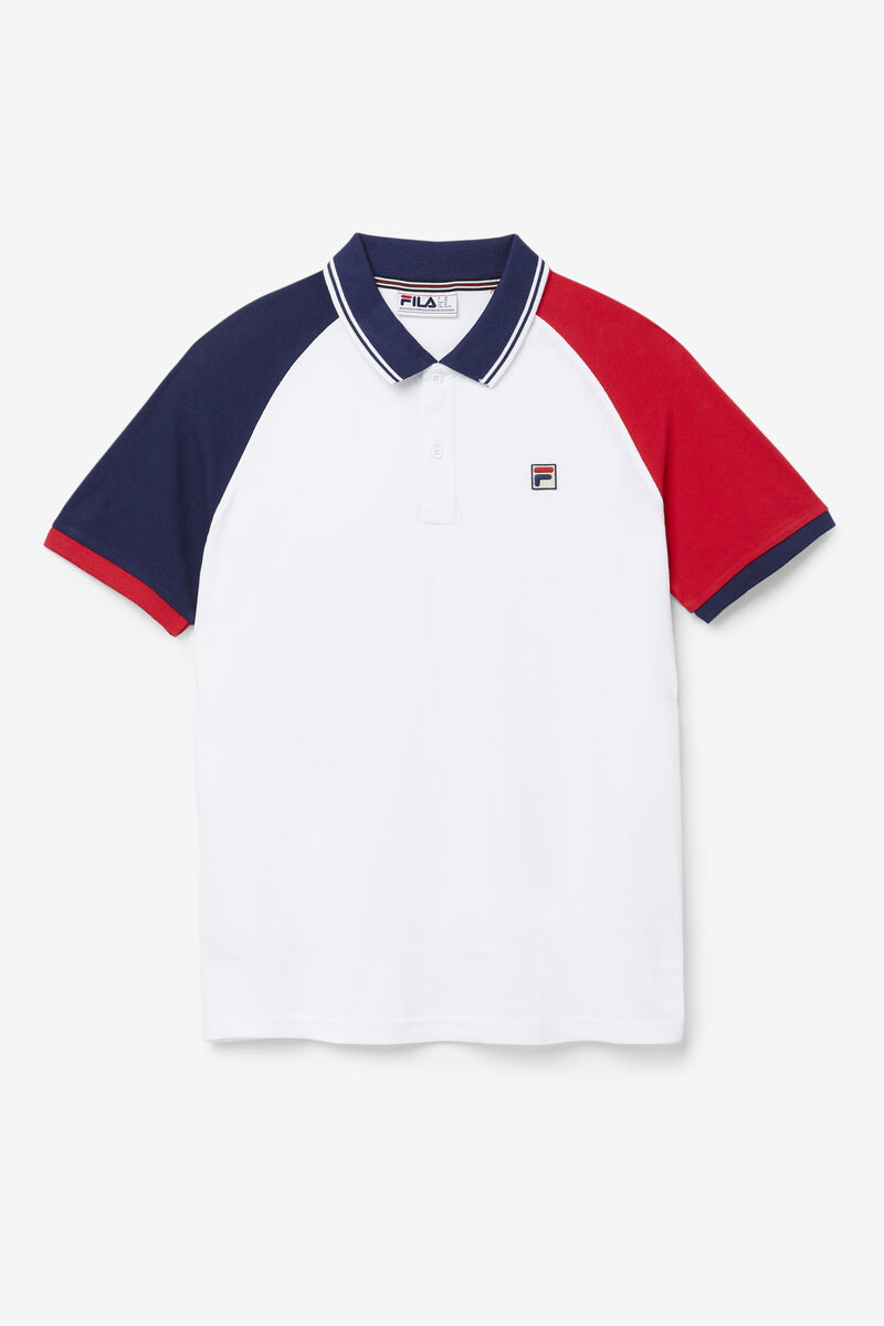 White / Navy / Red Men\'s Fila Apollo Polo Polos | bL89P7oVyPq