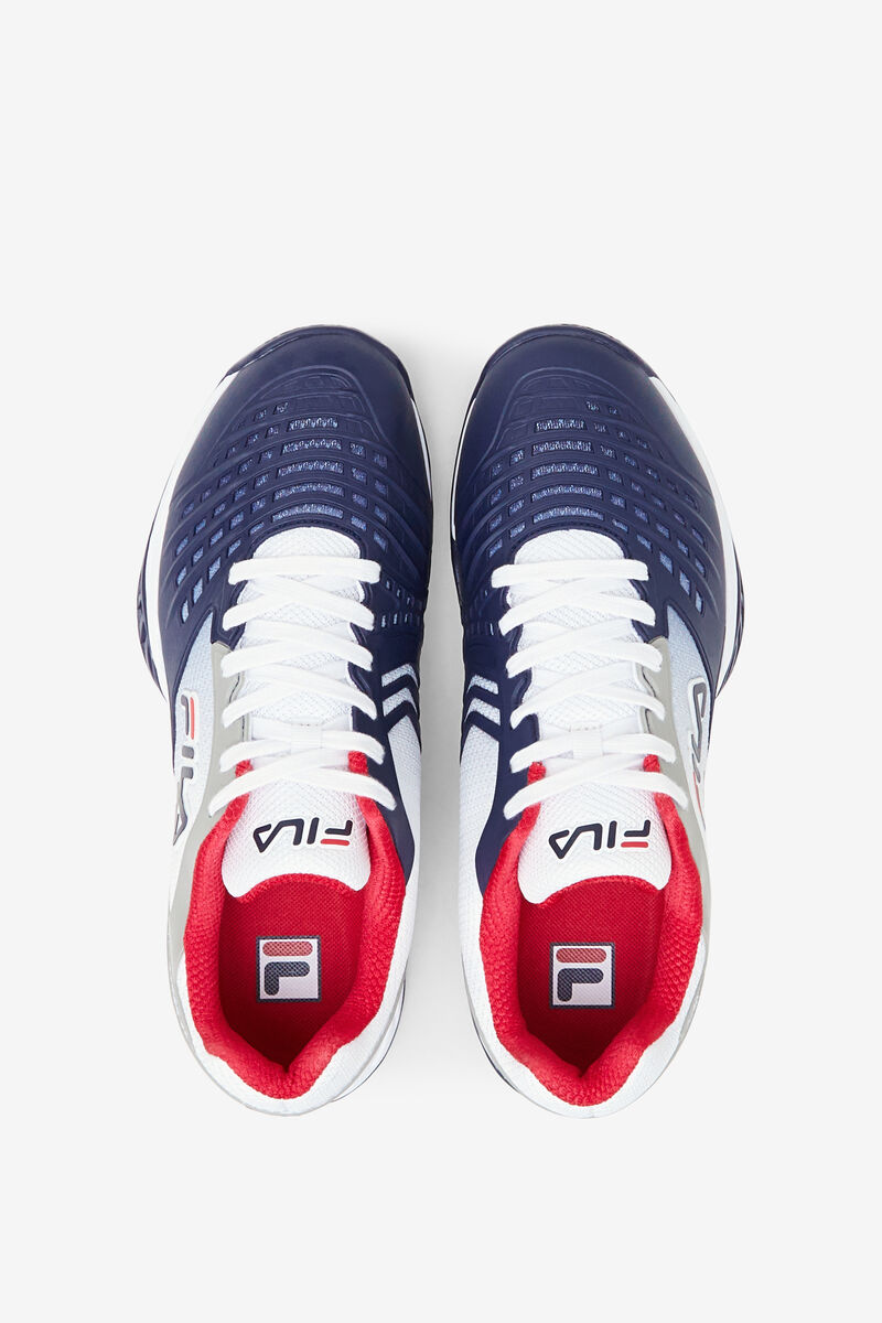 White / Navy / Red Men's Fila Axilus 2 Energized Tennis Shoes | v2idvu9F6fu