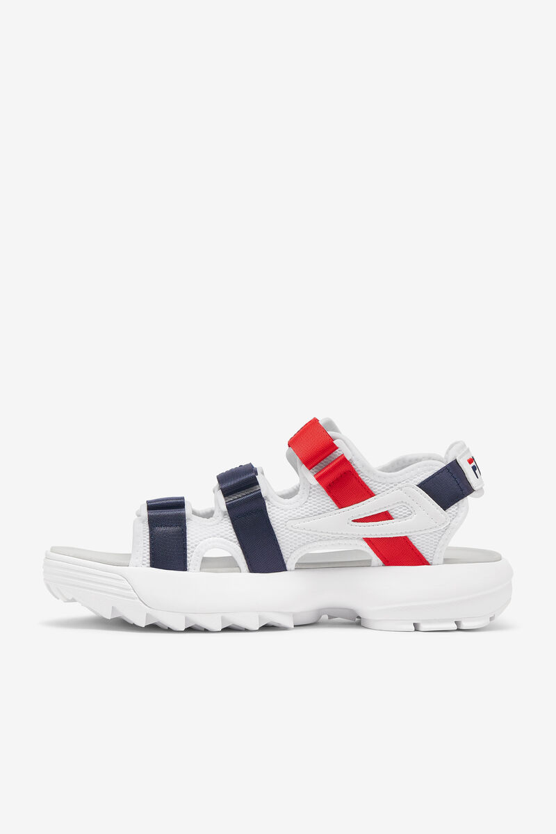 White / Navy / Red Men's Fila Disruptor Sandal Sandals | 9FZnbiUSUKP