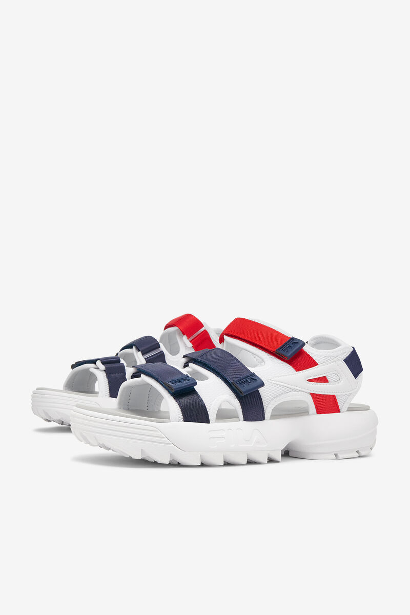 White / Navy / Red Men's Fila Disruptor Sandal Sandals | 9FZnbiUSUKP