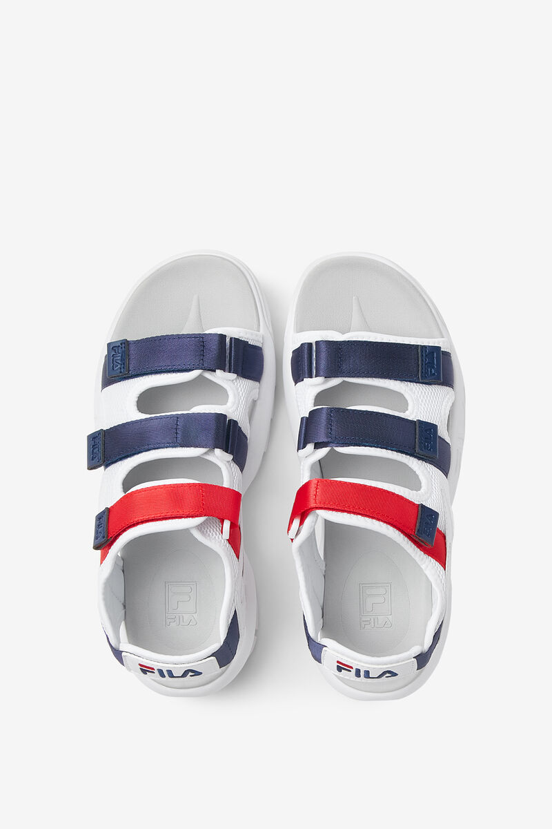 White / Navy / Red Men's Fila Disruptor Sandal Sandals | 9FZnbiUSUKP