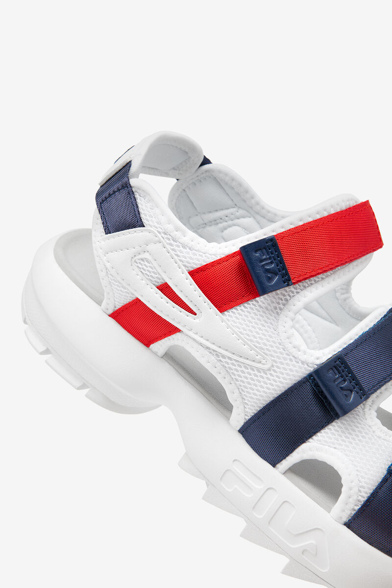 White / Navy / Red Men's Fila Disruptor Sandal Sandals | 9FZnbiUSUKP