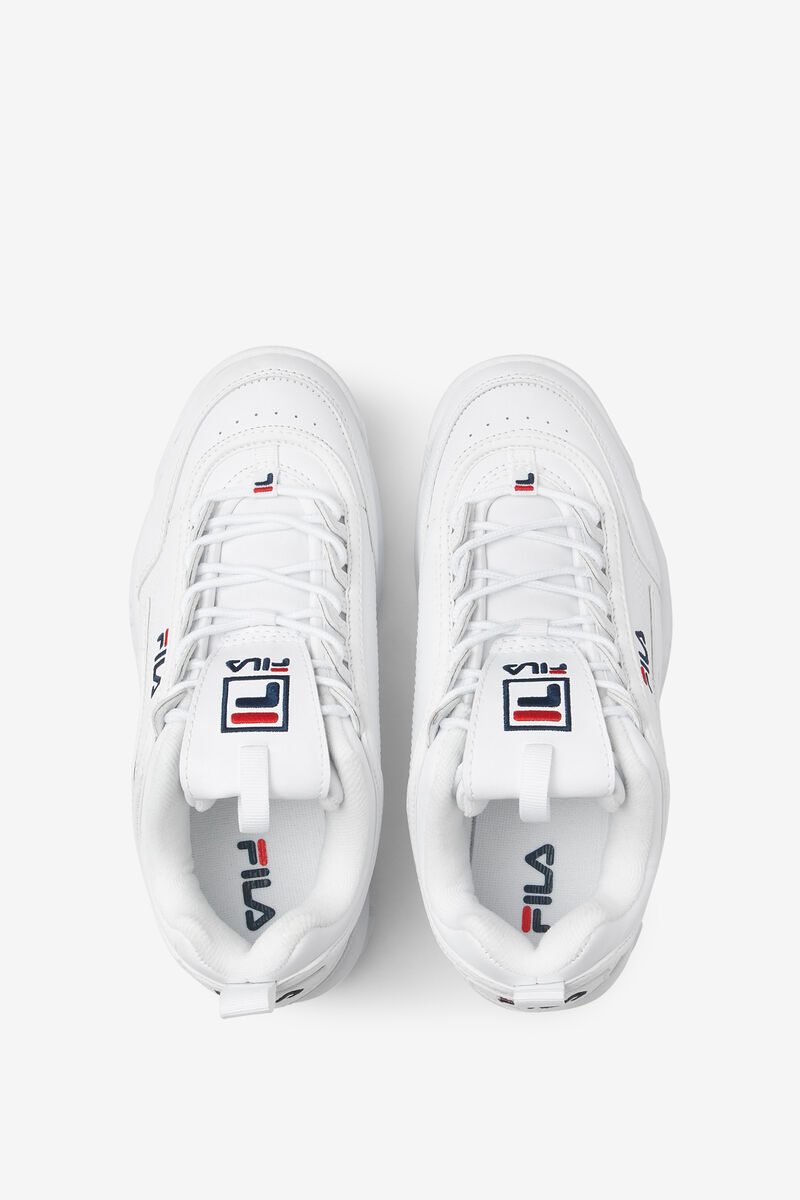 White / Navy / Red Men's Fila Disruptor 2 Platform Shoes | Boj1qMA9MPo