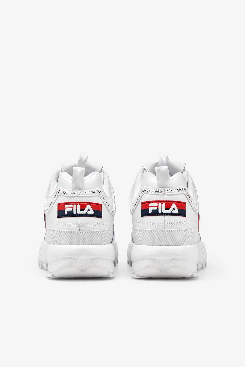 White / Navy / Red Men's Fila Disruptor 2 Premium Repeat Platform Shoes | GOdYjAugY8T