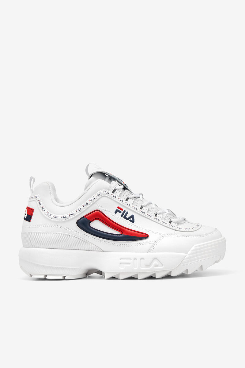 White / Navy / Red Men\'s Fila Disruptor 2 Premium Repeat Platform Shoes | GOdYjAugY8T