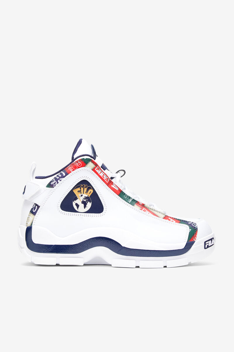 White / Navy / Red Men\'s Fila Grant Hill 2 Patchwork Basketball Shoes | KGEc8pcf2LX