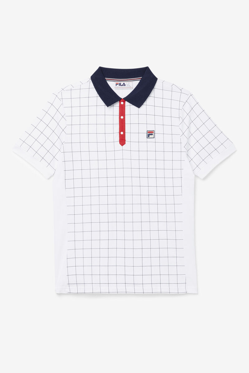 White / Navy / Red Men\'s Fila Nile Polo Polos | dWy1U1JH3sX