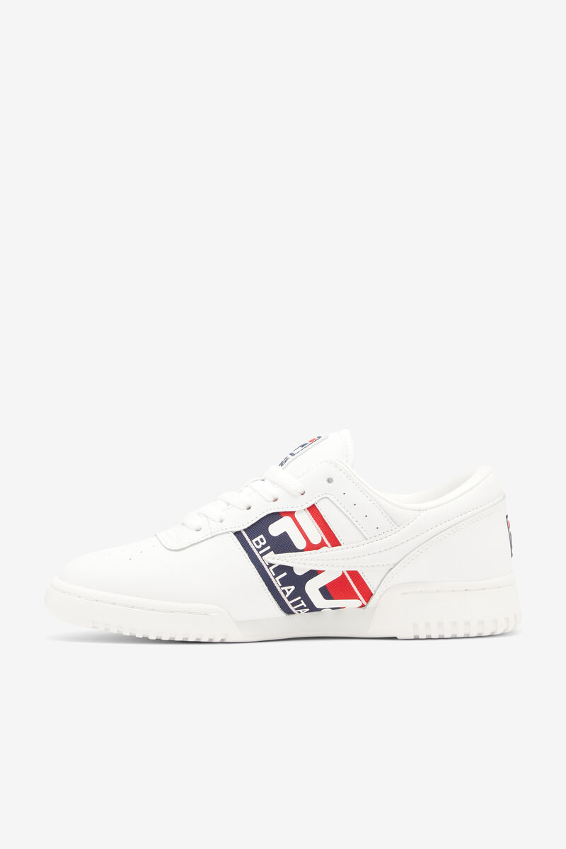 White / Navy / Red Men's Fila Original Fitness Logo Tape Flat Shoes | 5Zw4v4MRPuY