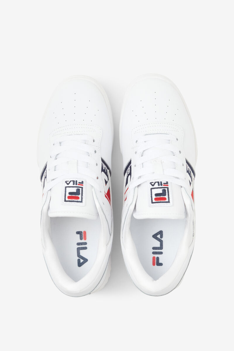 White / Navy / Red Men's Fila Original Fitness Logo Tape Flat Shoes | 5Zw4v4MRPuY