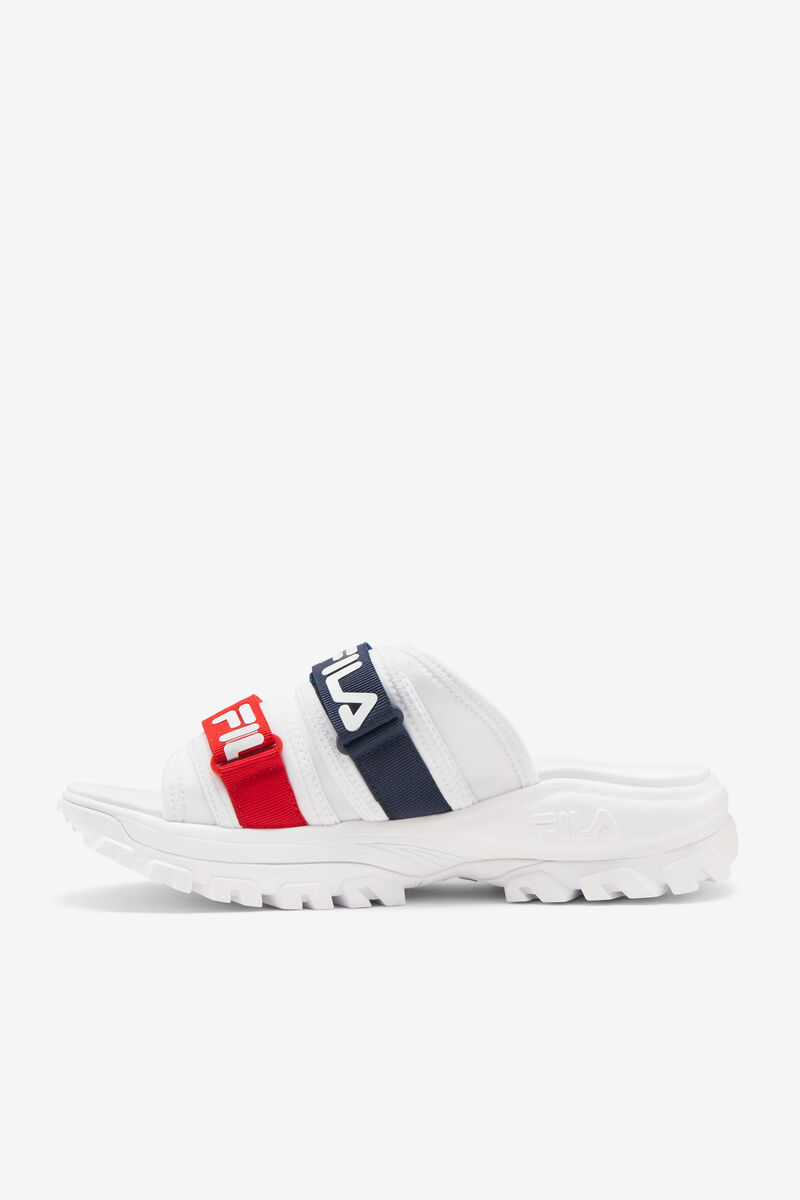 White / Navy / Red Men's Fila Outdoor Slide Slides | O3MjBpiF3bz