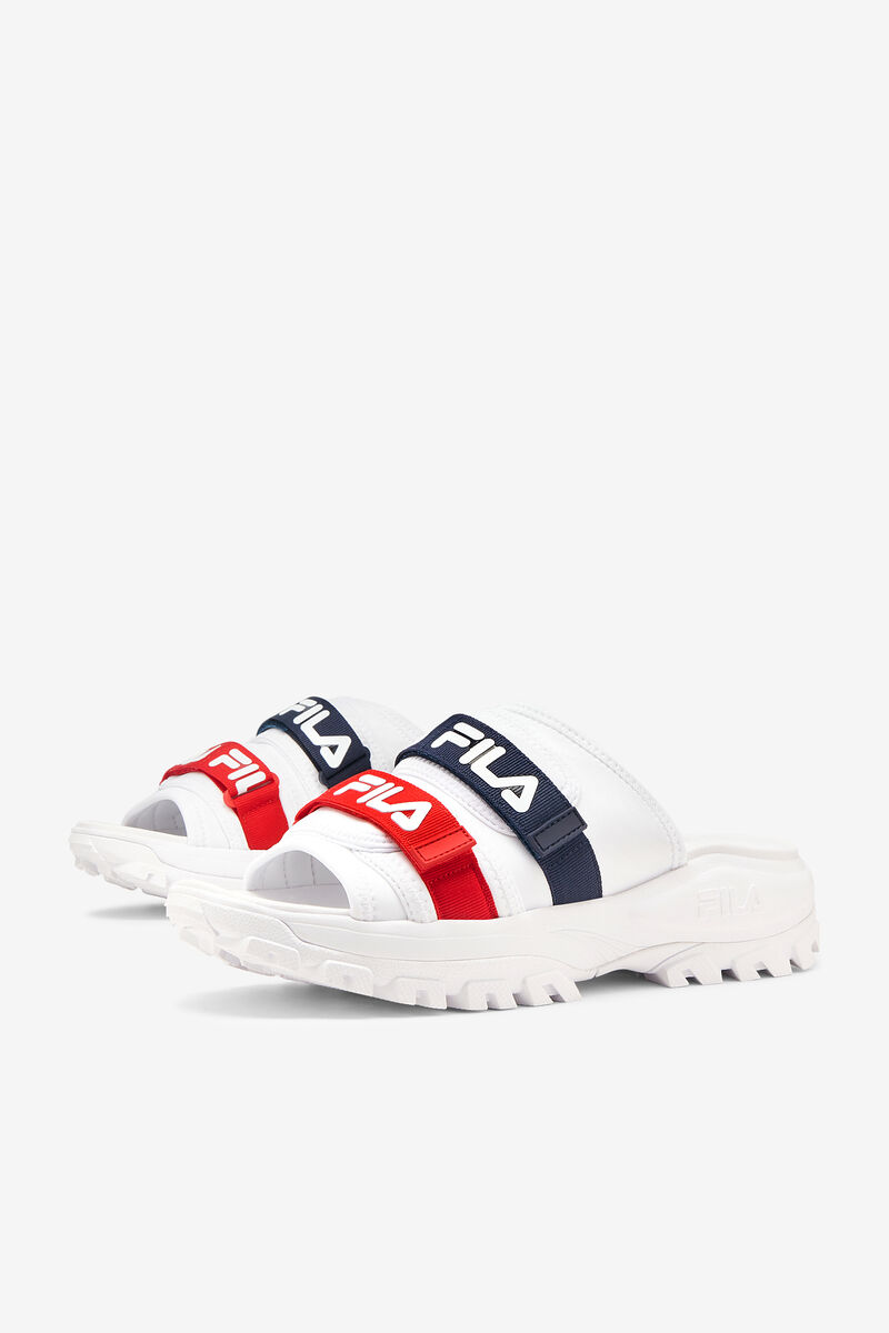 White / Navy / Red Men's Fila Outdoor Slide Slides | O3MjBpiF3bz