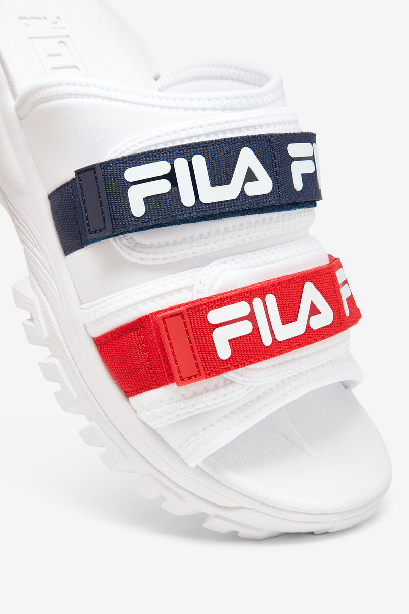 White / Navy / Red Men's Fila Outdoor Slide Slides | O3MjBpiF3bz