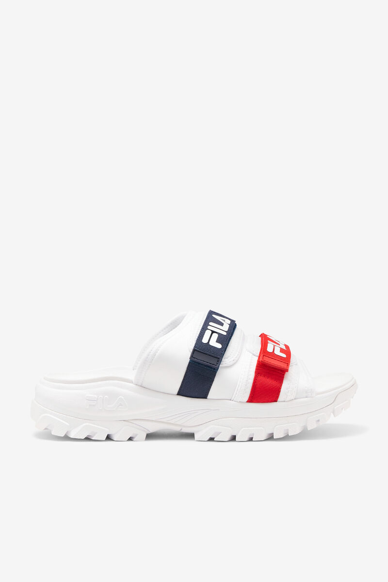 White / Navy / Red Men\'s Fila Outdoor Slide Slides | O3MjBpiF3bz