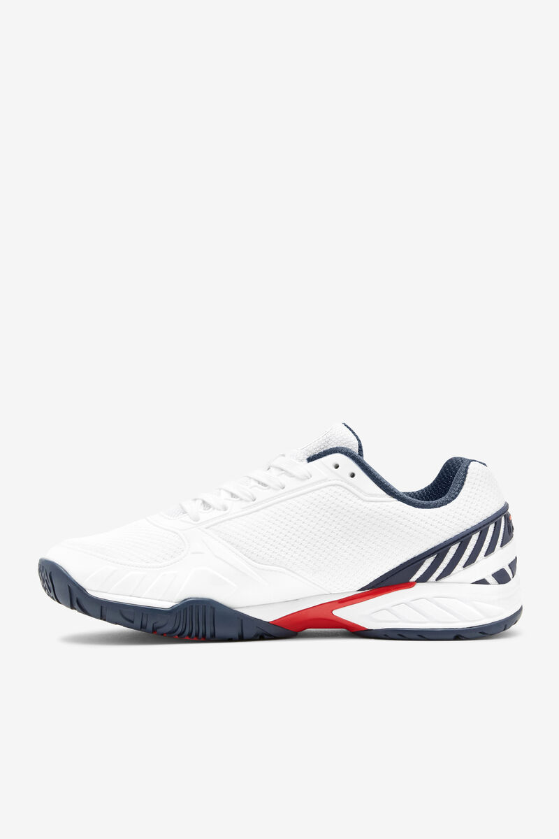 White / Navy / Red Men's Fila Volley Zone Sport Shoes | izUrmZtsNTW