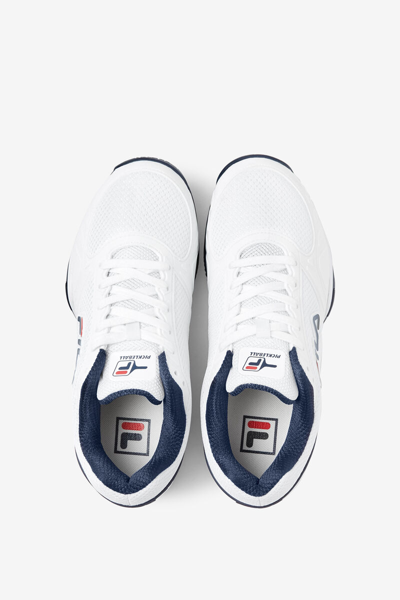 White / Navy / Red Men's Fila Volley Zone Sport Shoes | izUrmZtsNTW