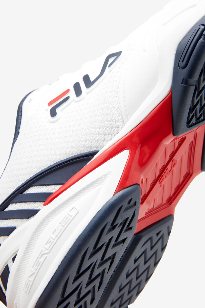 White / Navy / Red Men's Fila Volley Zone Sport Shoes | izUrmZtsNTW