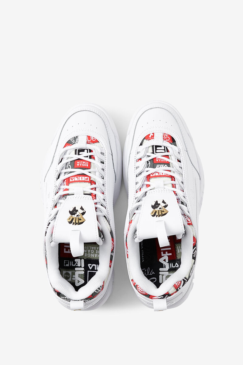 White / Navy / Red Women's Fila Disruptor 2 Patchwork Platform Shoes | h3RTserfAQZ