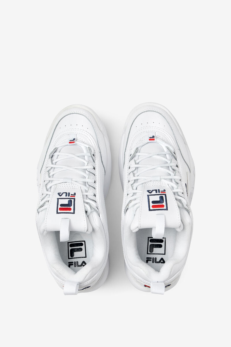 White / Navy / Red Women's Fila Disruptor 2 Premium Platform Shoes | m8gkfOL7fJX