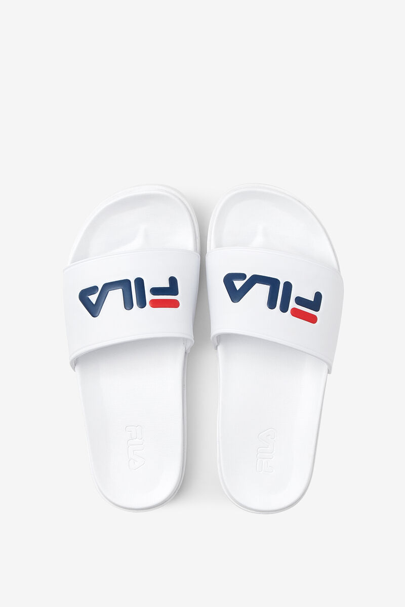 White / Navy / Red Women's Fila Drifter Luxe Sandals | LQHJ4ZuOQX2