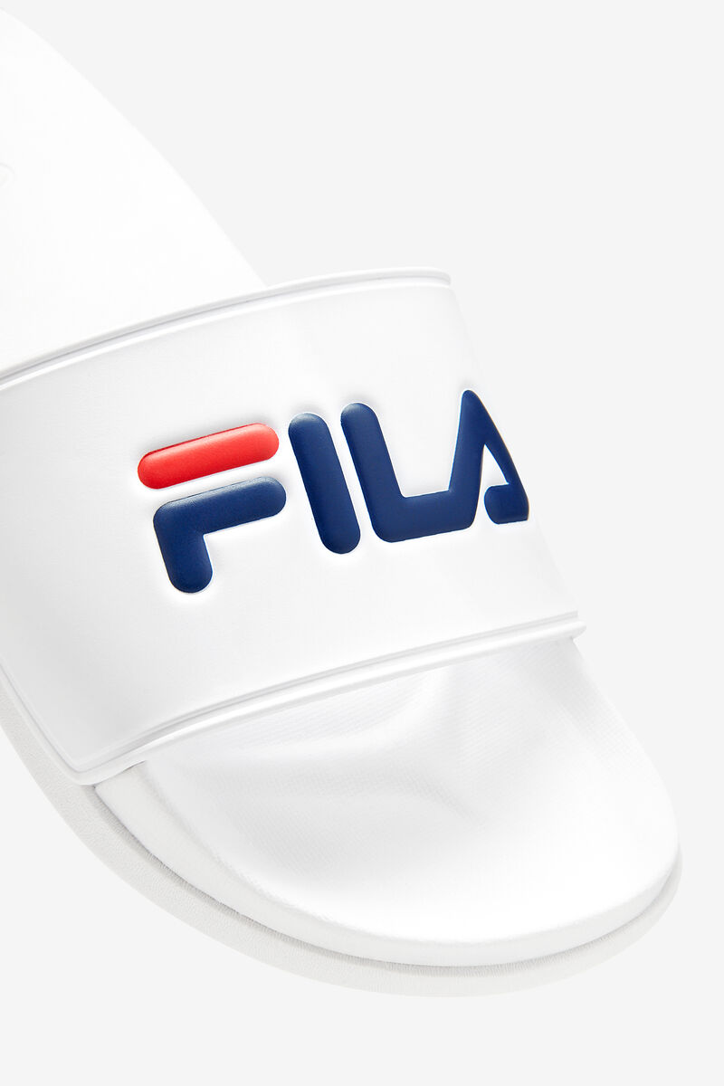 White / Navy / Red Women's Fila Drifter Luxe Sandals | LQHJ4ZuOQX2