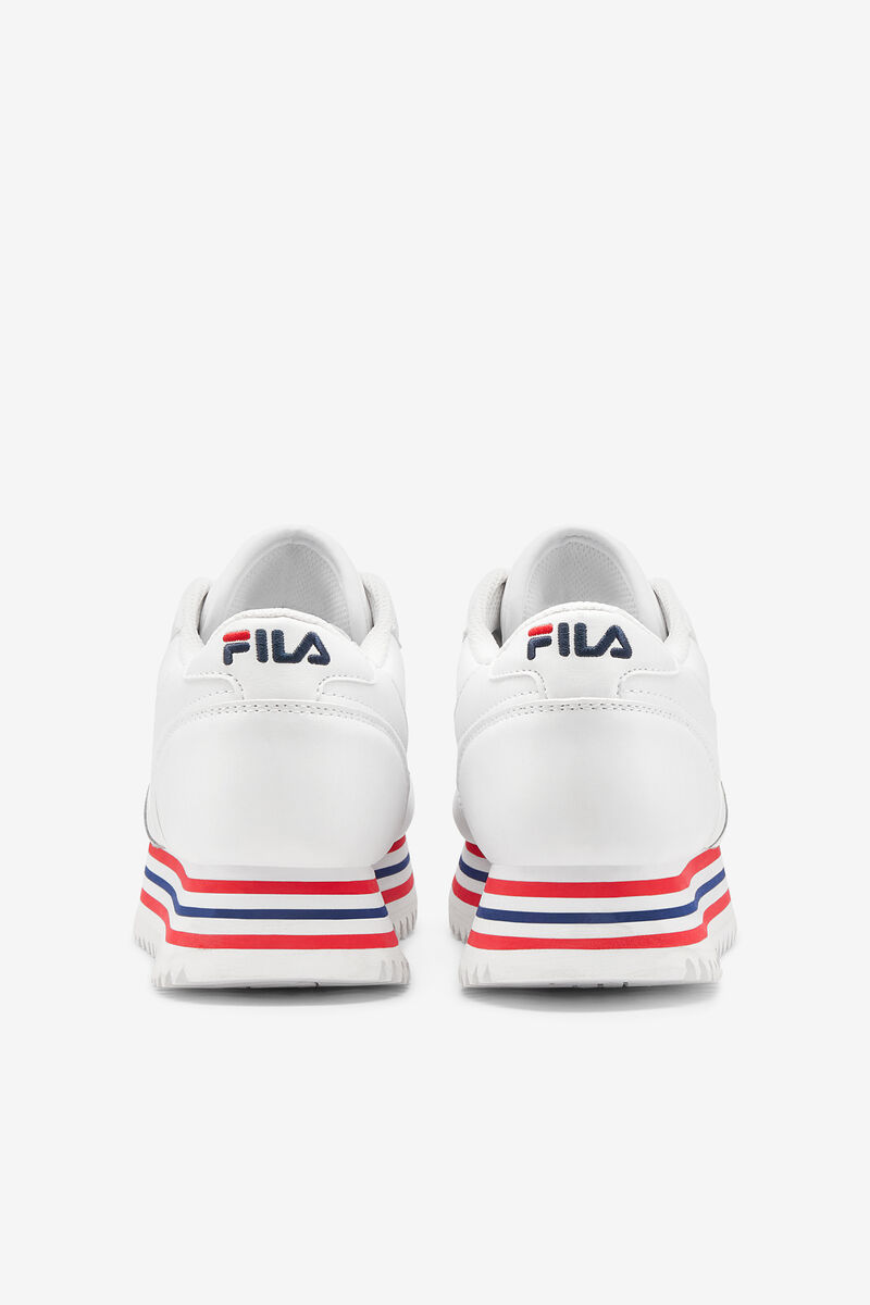 White / Navy / Red Women's Fila Fila Orbit Stripe Trainers | WHjFXETAD1S