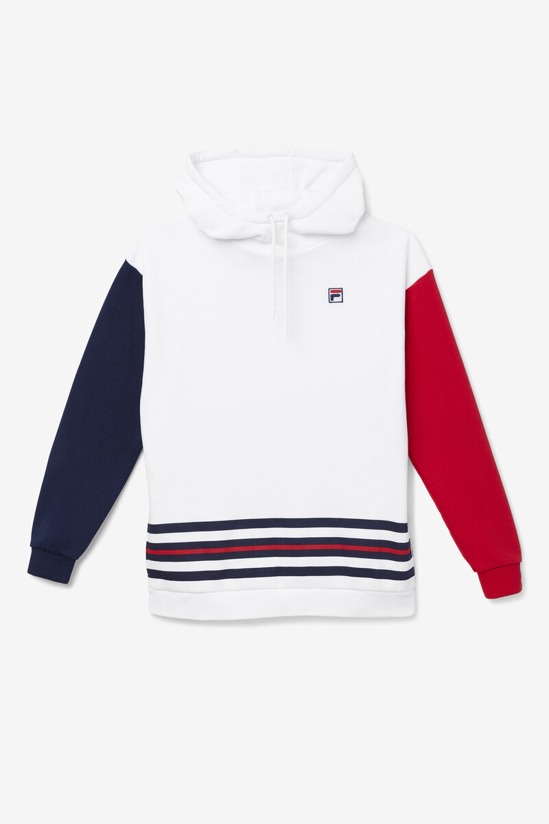 White / Navy / Red Women\'s Fila Indu Hoodie Hoodies | DWYzkuX6AOx