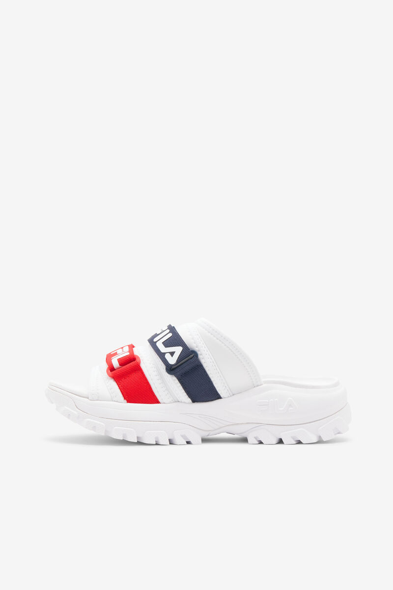 White / Navy / Red Women's Fila Outdoor Slide Slides | t9nAac78zXW