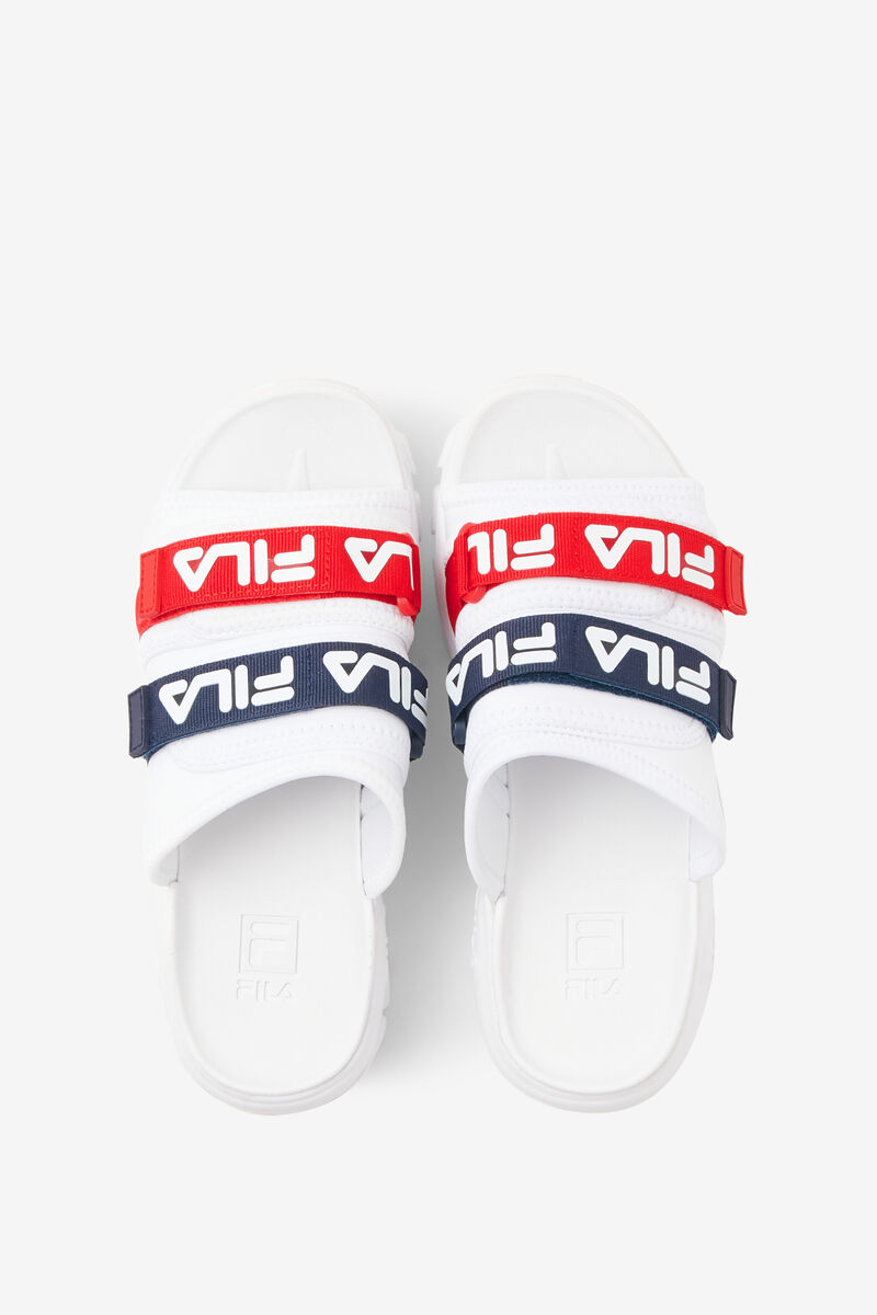 White / Navy / Red Women's Fila Outdoor Slide Slides | t9nAac78zXW