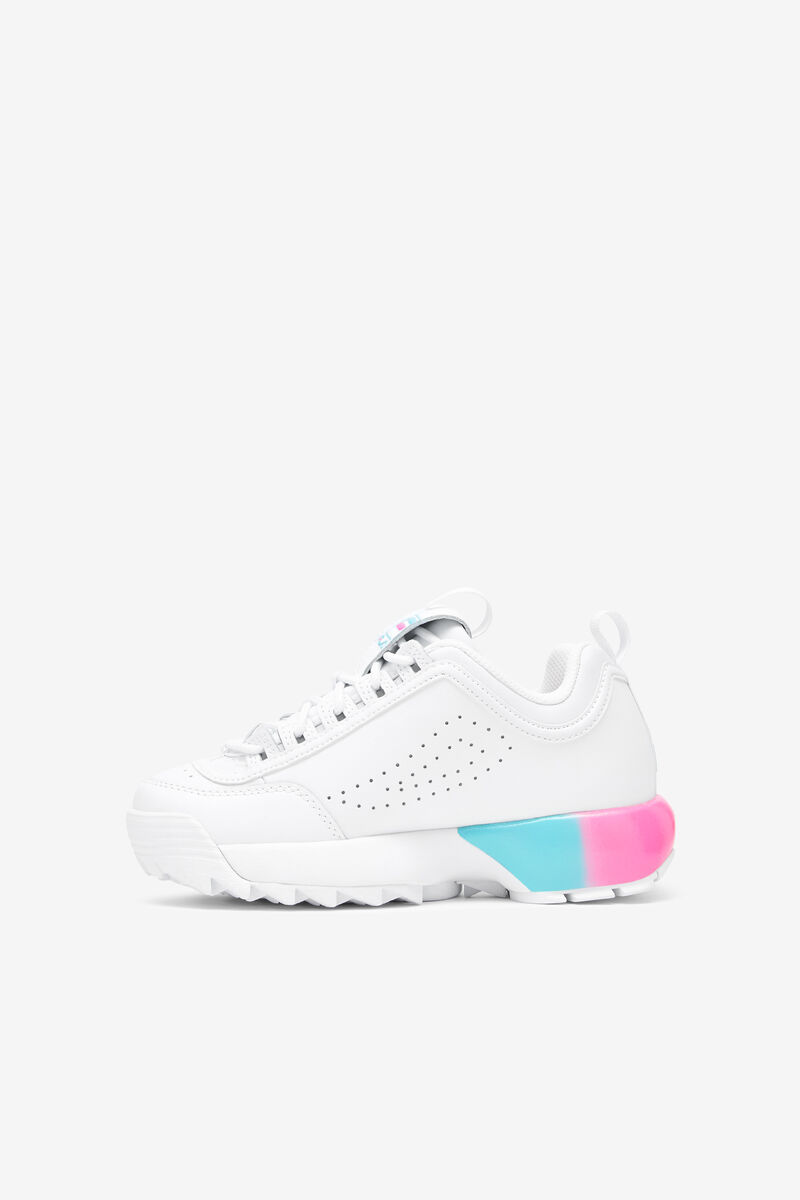 White / Pink / Blue Kids' Fila Big Disruptor 2a Platform Shoes | bAbgbQjrQ1E