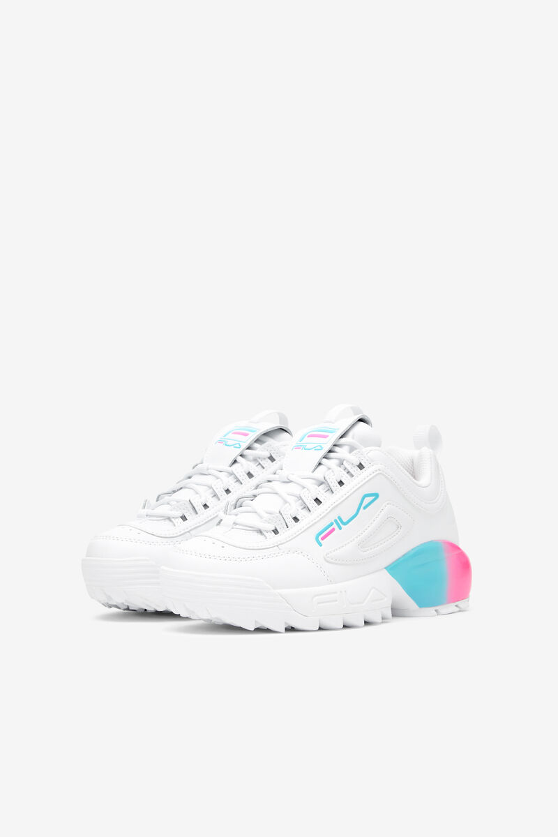 White / Pink / Blue Kids' Fila Big Disruptor 2a Platform Shoes | bAbgbQjrQ1E