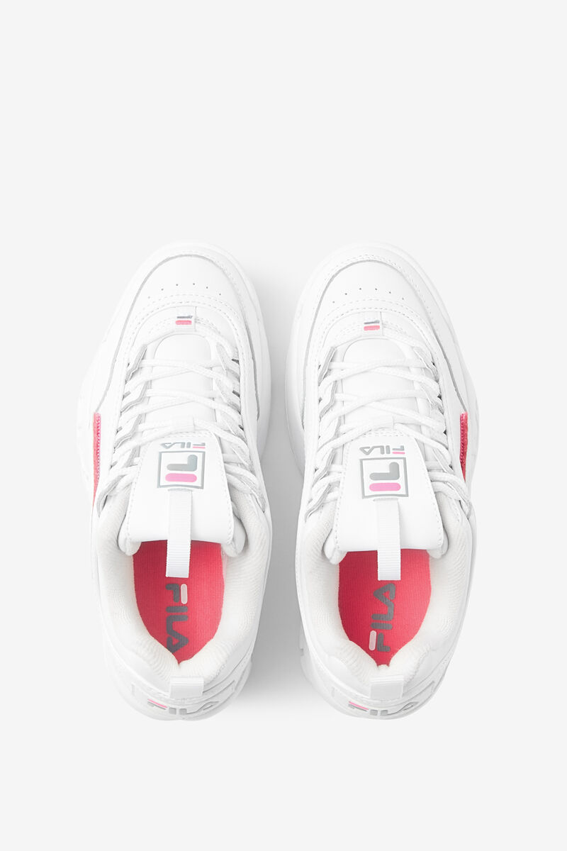 White / Pink Kids' Fila Big Disruptor 2 Logo Reveal Platform Shoes | 3Um6Cp3Mome