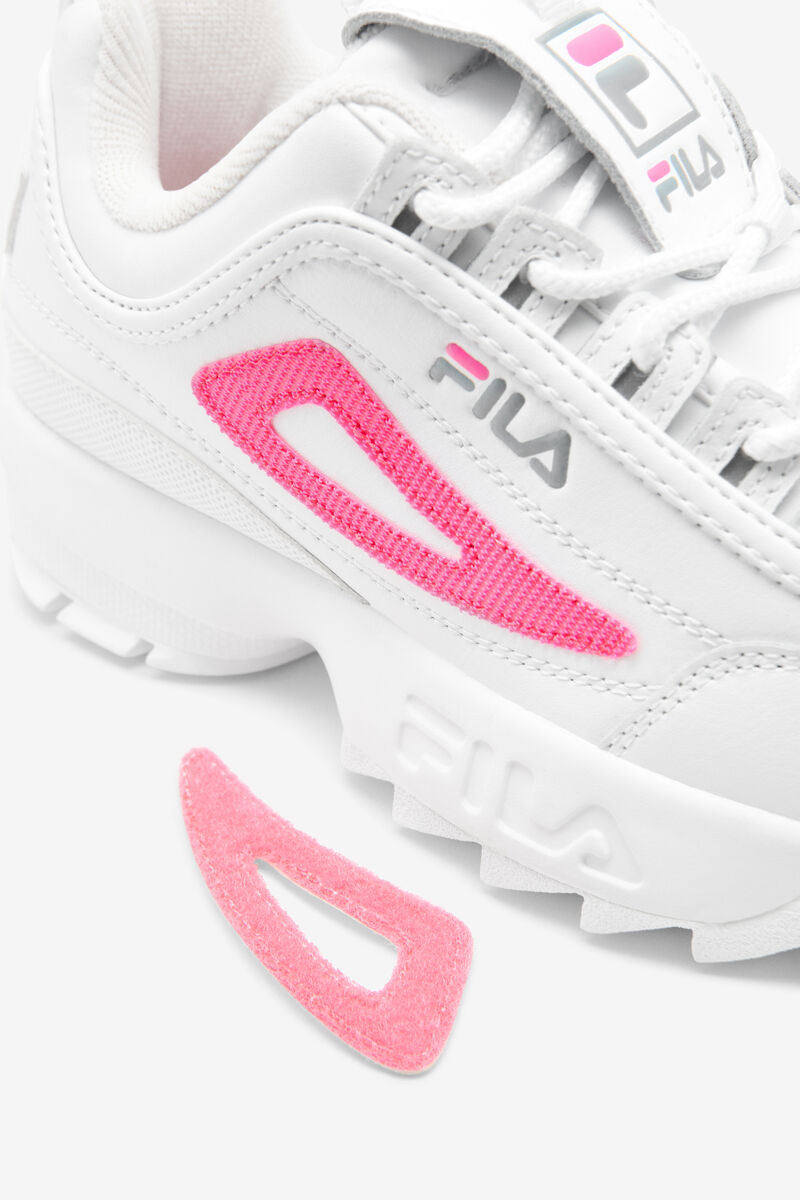 White / Pink Kids' Fila Big Disruptor 2 Logo Reveal Platform Shoes | 3Um6Cp3Mome