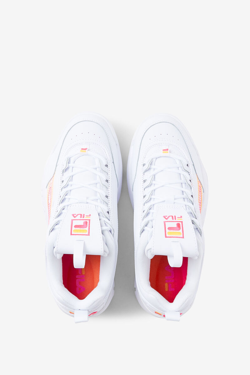 White / Pink / Orange Women's Fila Disruptor 2 Stitch Trainers | bbO25Wd1ZQa