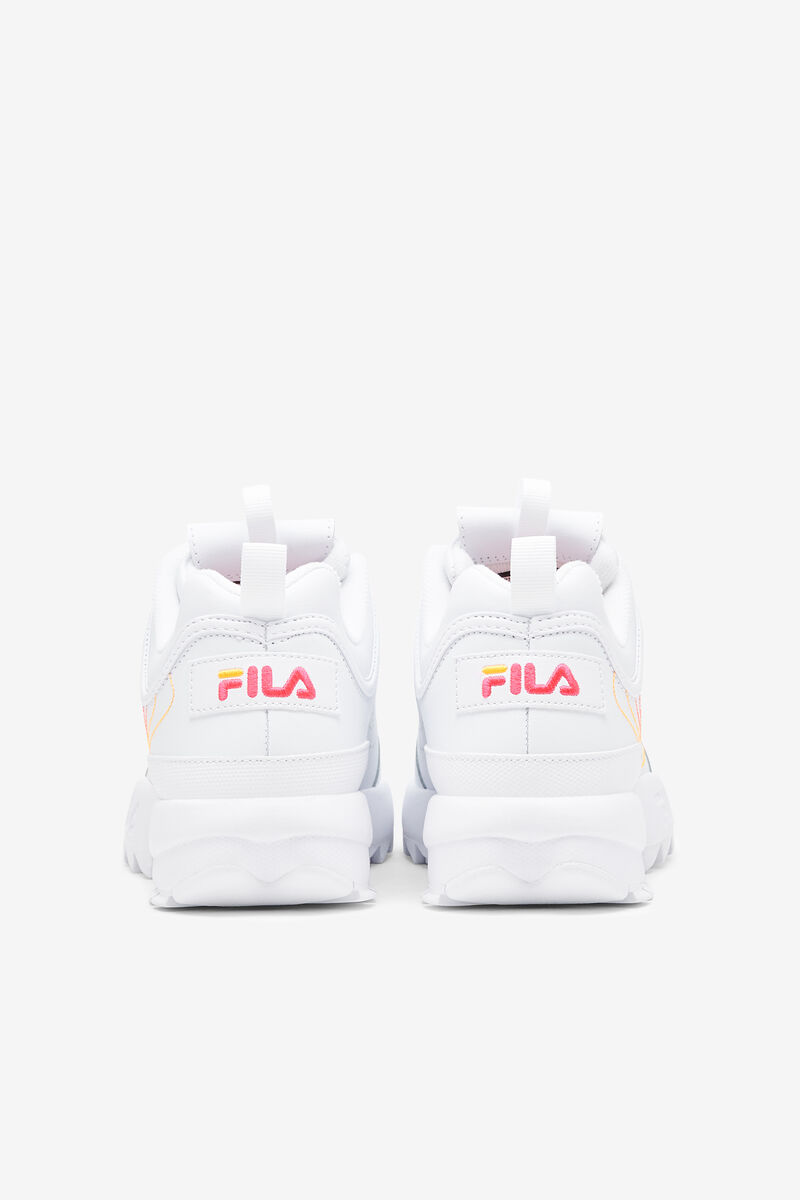 White / Pink / Orange Women's Fila Disruptor 2 Stitch Trainers | bbO25Wd1ZQa