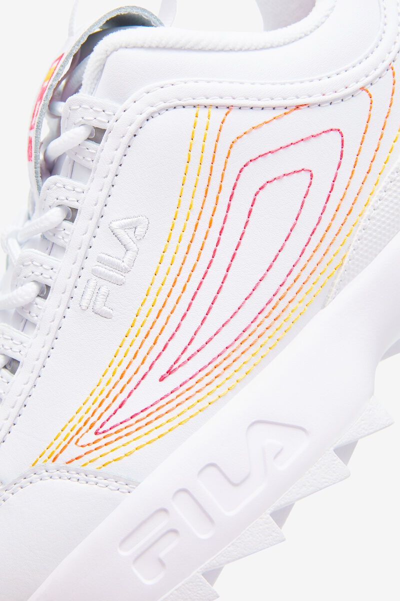 White / Pink / Orange Women's Fila Disruptor 2 Stitch Trainers | bbO25Wd1ZQa