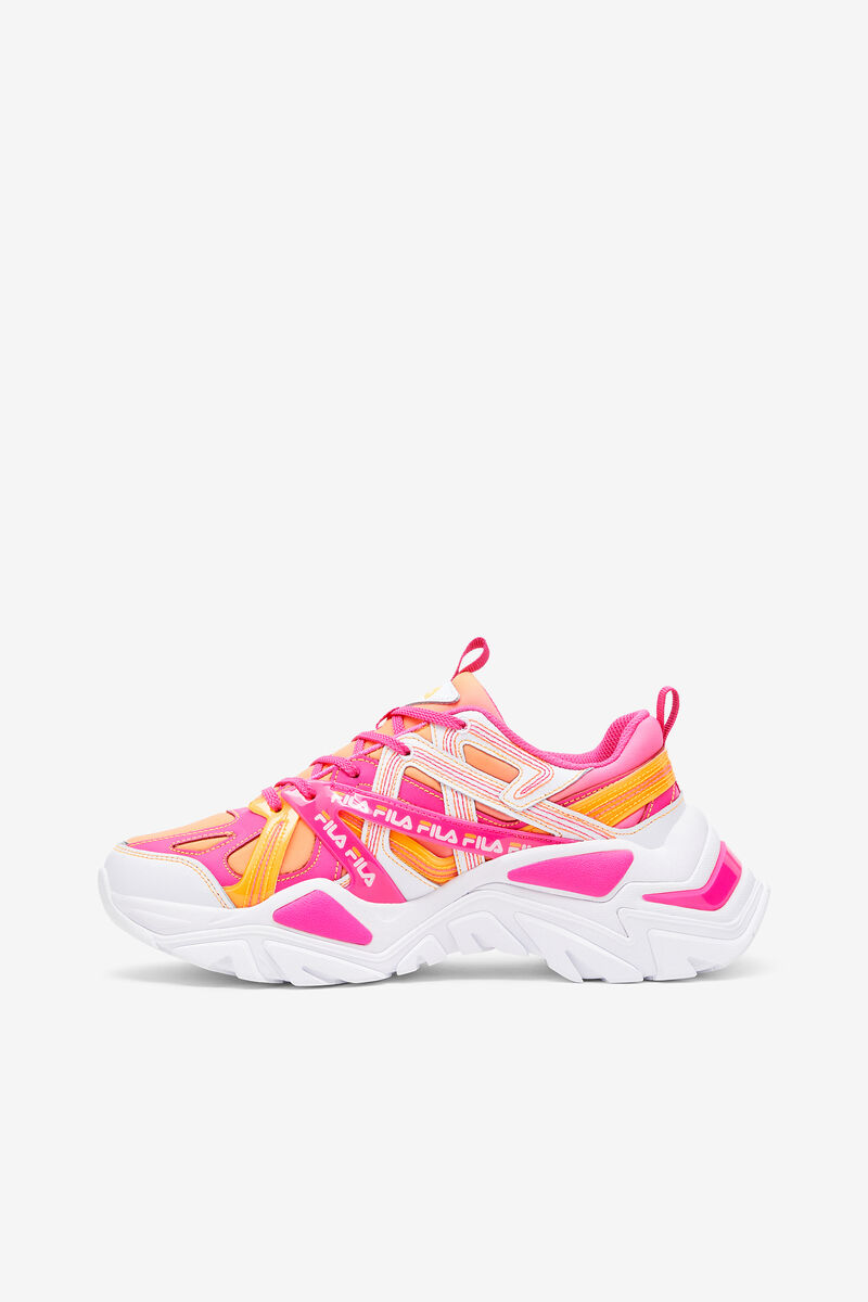 White / Pink / Orange Women's Fila Electrove 2 Stitch Trainers | LIUOy47CpKY