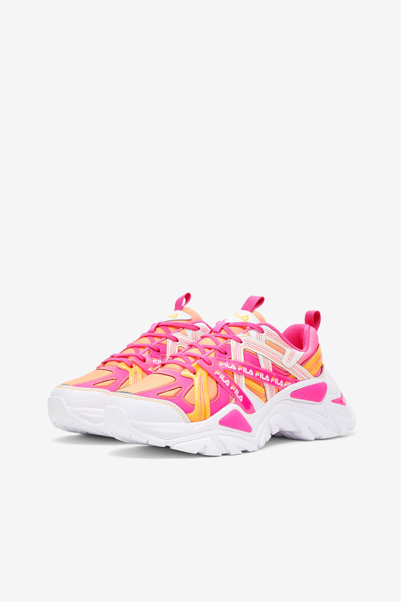 White / Pink / Orange Women's Fila Electrove 2 Stitch Trainers | LIUOy47CpKY