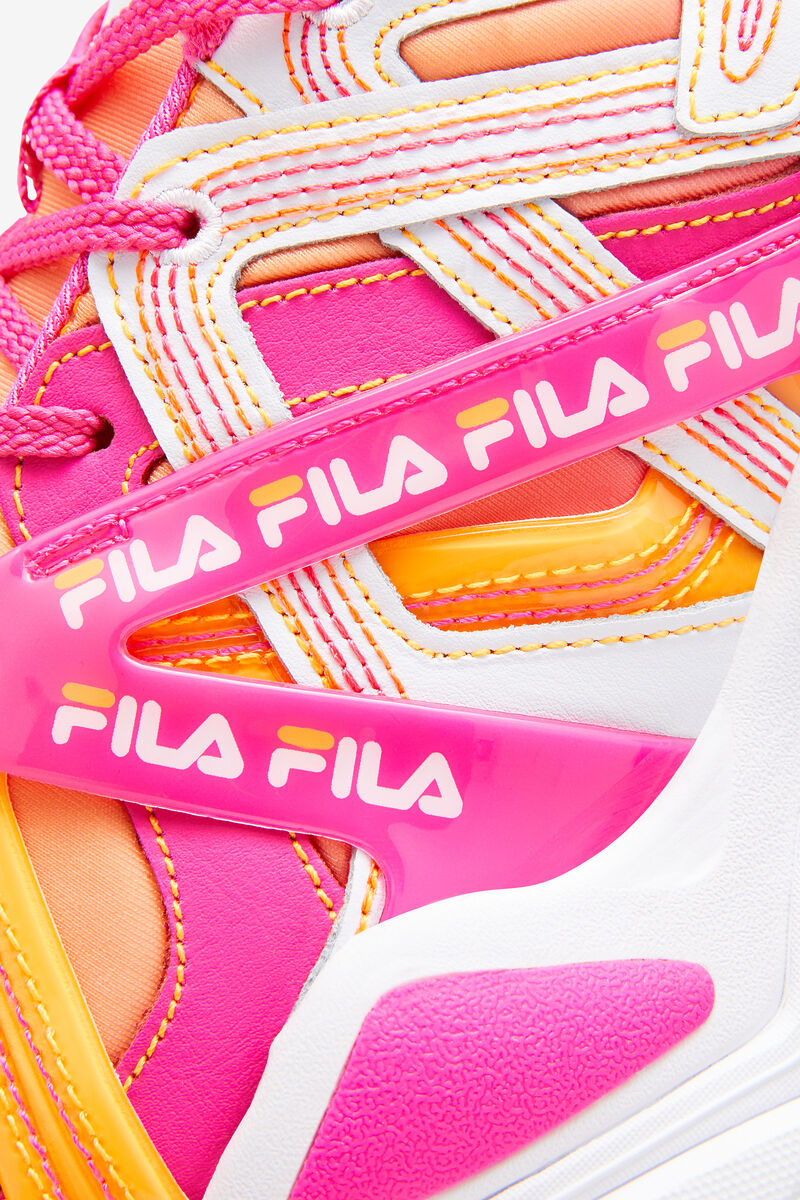 White / Pink / Orange Women's Fila Electrove 2 Stitch Trainers | LIUOy47CpKY