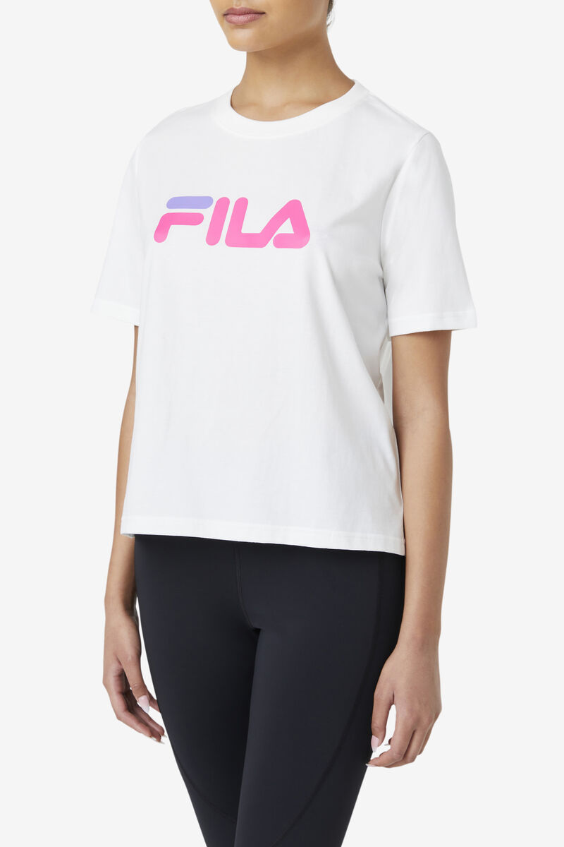 White / Pink / Purple Women's Fila Miss Eagle T Shirts | LoaHrzmcY3C