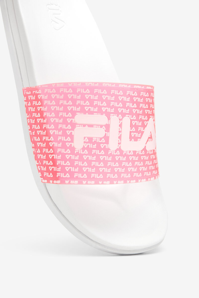 White / Pink / White Women's Fila Drifter Luxe Repeat Sandals | uMZRgJyneY6