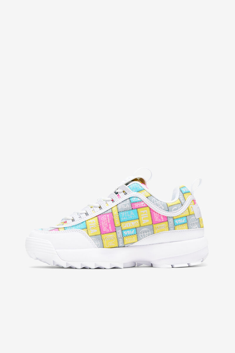 White / Purple Women's Fila Disruptor 2 Patchwork Platform Shoes | 6WyzacZkurJ