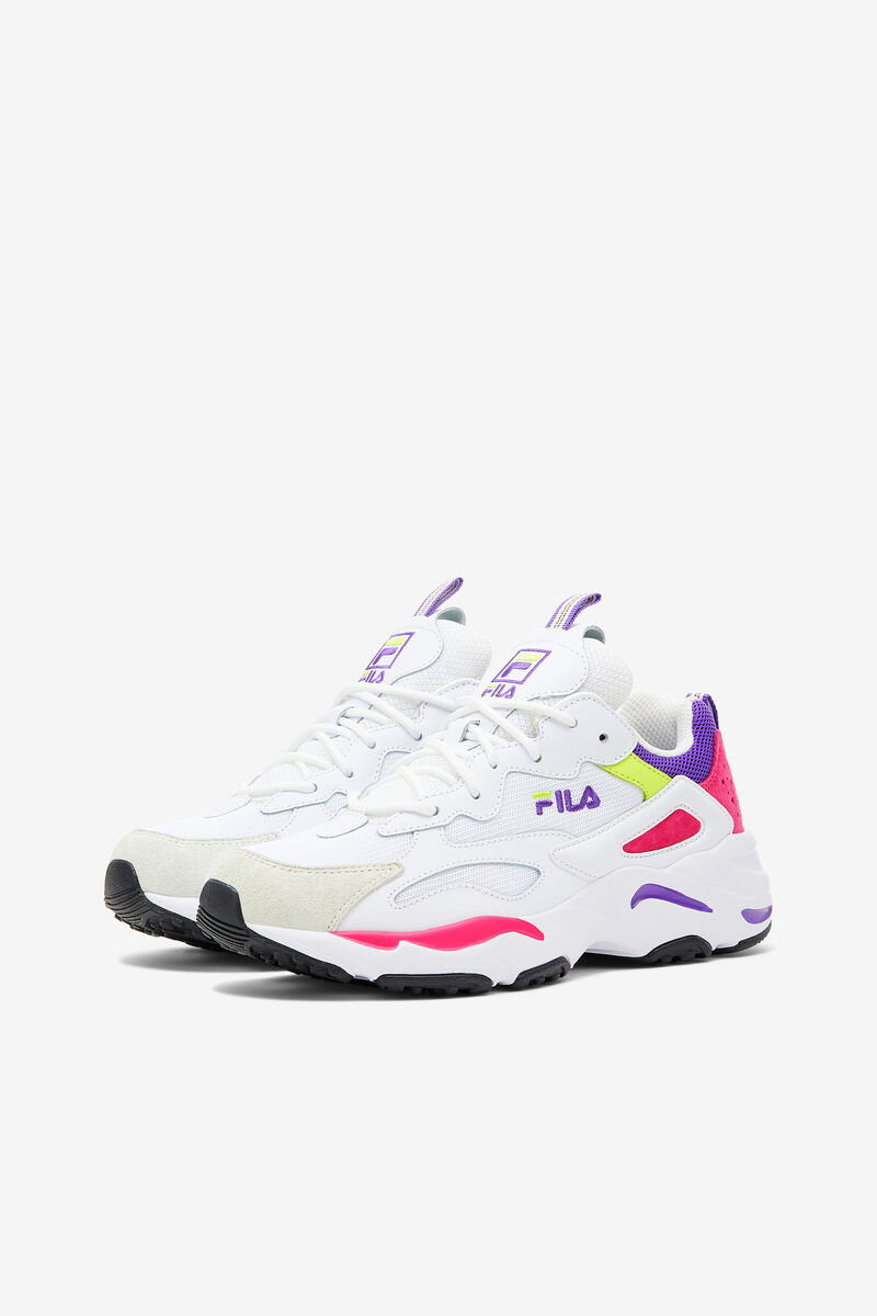 White / Purple Women's Fila Ray Tracer Sport Shoes | mYvMDrlU91H