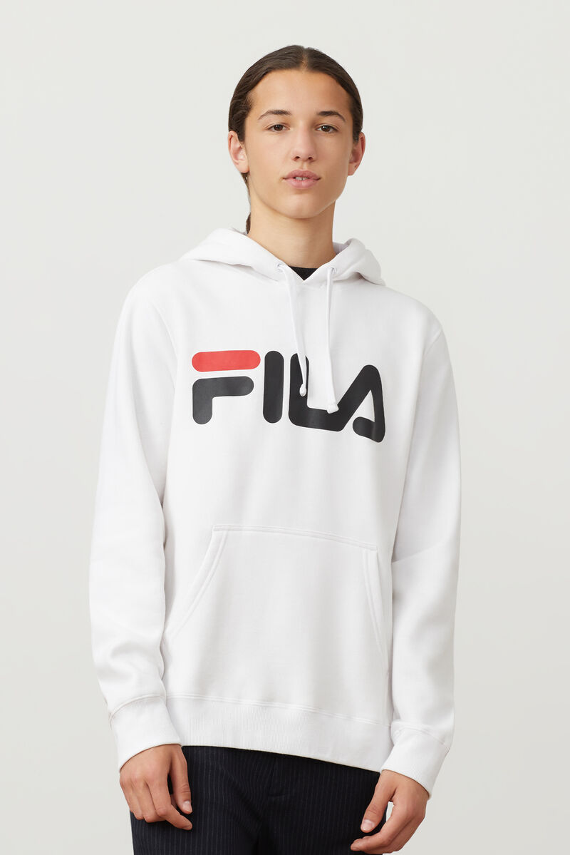 White / Red / Black Men's Fila Flori Hoodie Hoodies | 3QbAiSqiMIp