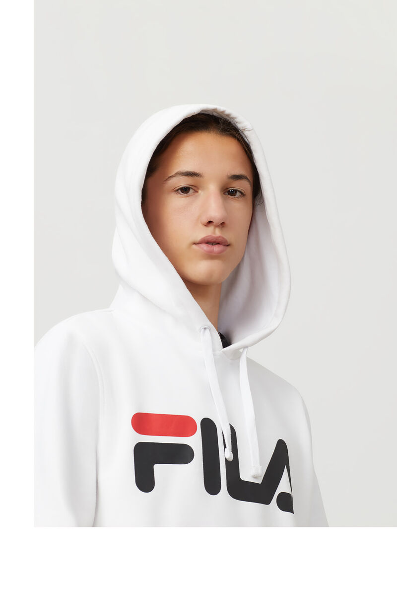 White / Red / Black Men's Fila Flori Hoodie Hoodies | 3QbAiSqiMIp