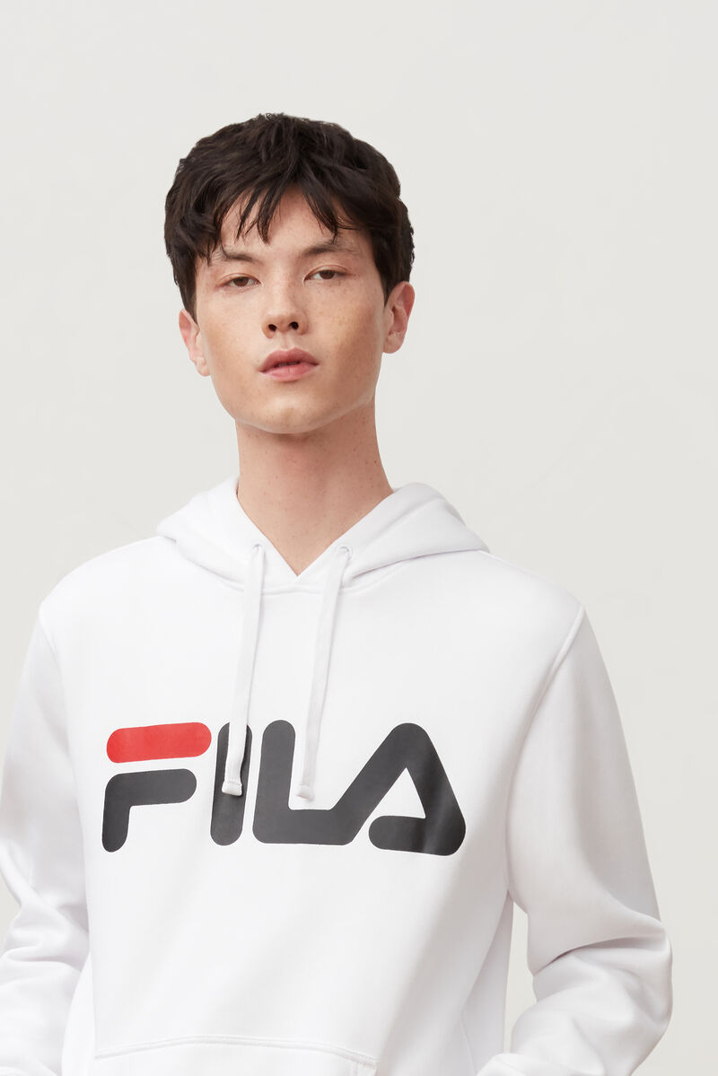 White / Red / Black Men's Fila Flori Hoodie Hoodies | 3QbAiSqiMIp