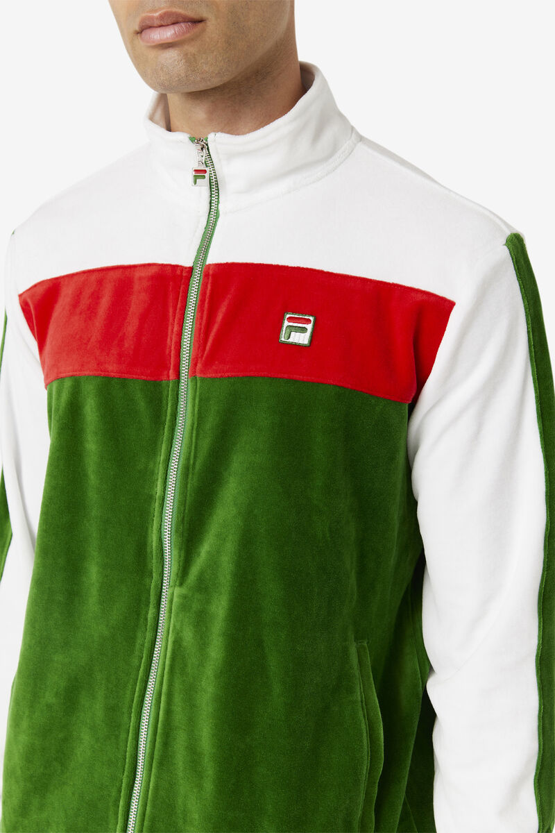 White / Red Men's Fila Brice Velour Jacket Tracksuits | s7S6On7jv8o