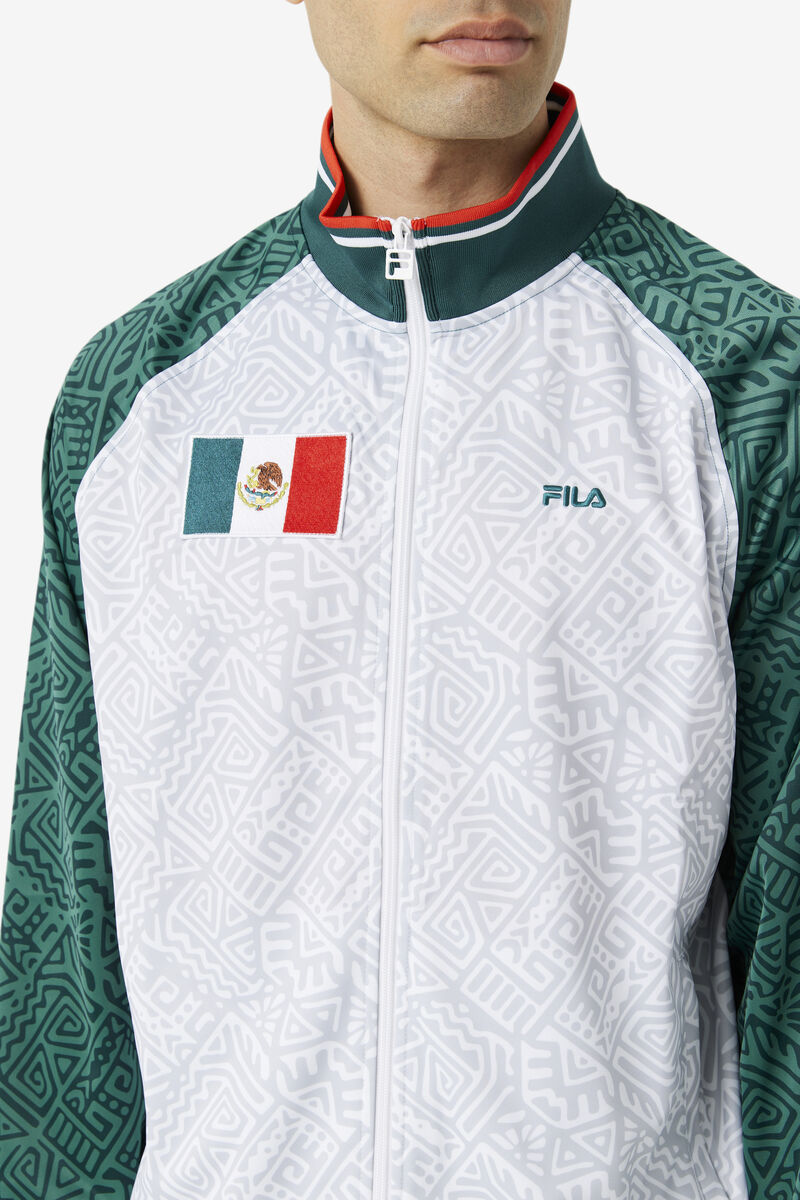 White / Red Men's Fila Mexico Track Jacket Tracksuits | 6qQPhArxROG