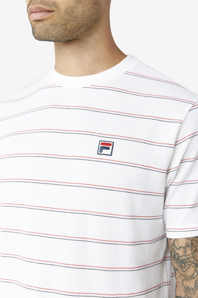 White / Red / Navy Men's Fila Leon T Shirts | fyWf2fFRVhf