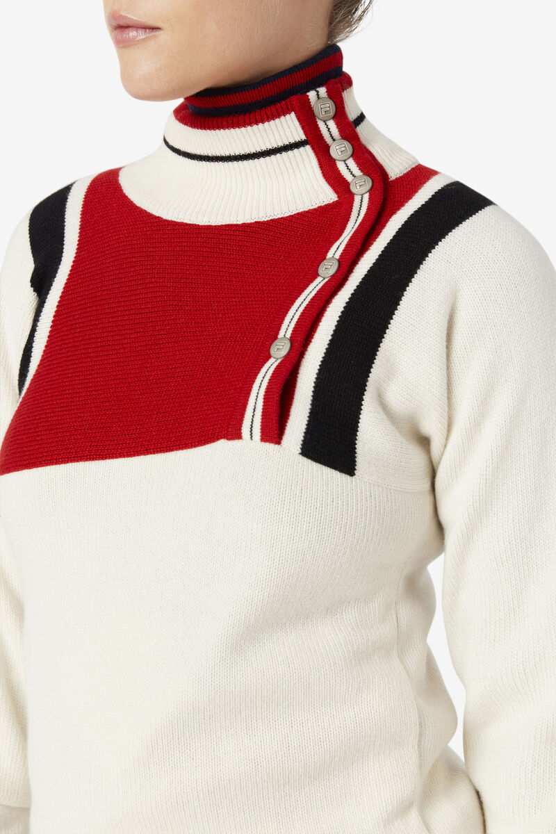 White / Red / Navy Women's Fila 110 White Rock Button Fly Cashmere Jumper Sweaters | o7qMswxNIw8